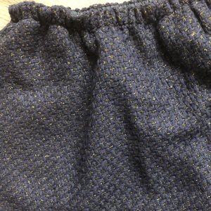 Navy, Metallic Gold Elastic Waist Skirt